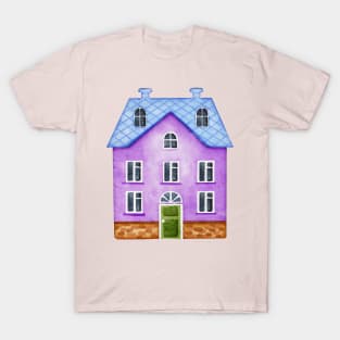 PURPLE VILLAGE HOUSE WATERCOLOR T-Shirt